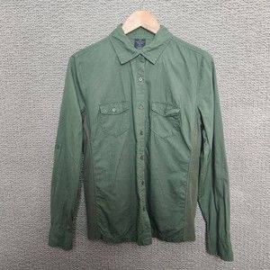 FADED GLORY Women's Button Up Green Shirt 100% Cotton Size M (8-10)